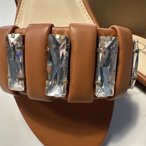 Jessica Simpson 7M Amille Ginger Faux Leather Embellished Slip On Flat Sandals - Picture 4 of 9